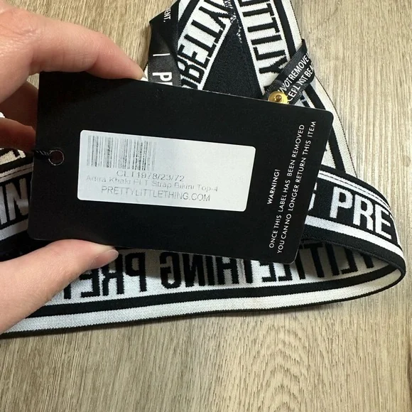 Pretty Little Thing Army Green Bandage Style Crop Top Bikini Top - Picture 4 of 6